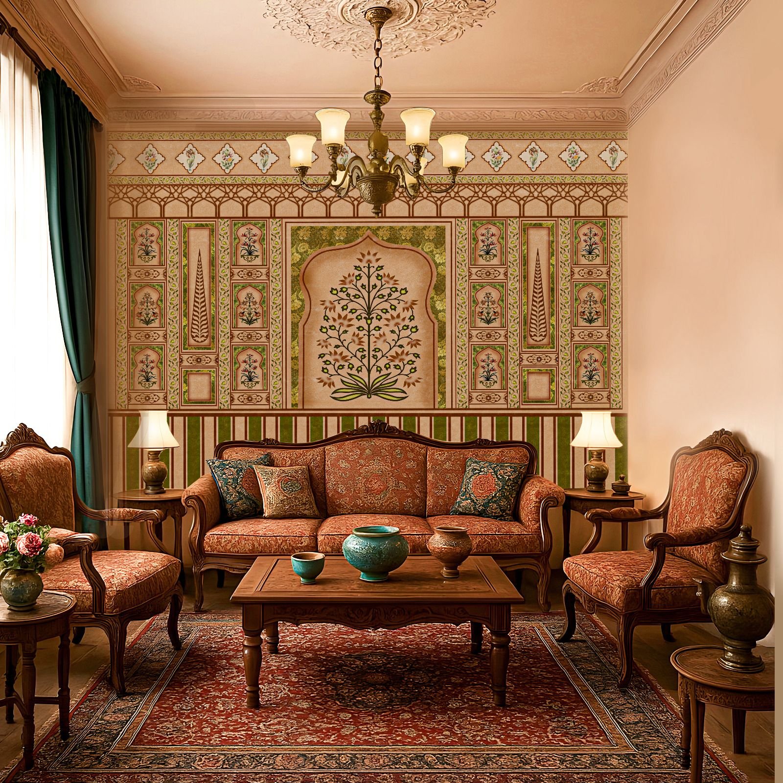 Royal Indigo Motive Elegance III I Custom Wallpaper