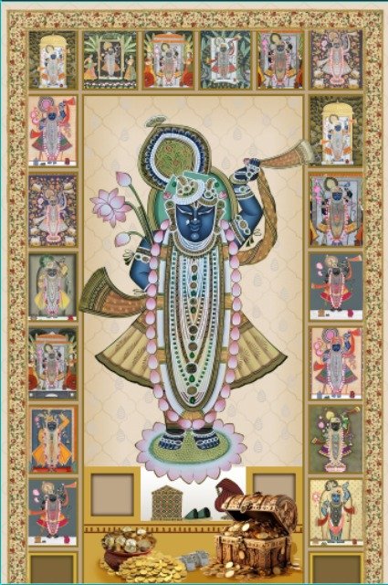 Shrinathji Heritage Temple Pichwai-2 I Custom Wallpaper