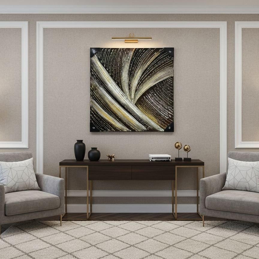 Imported Black abstract Emboss sparks I Canvas Painting