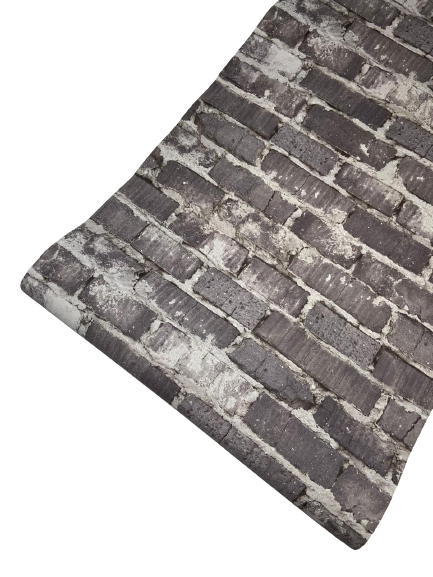 Grey Rustic Brick - PVC Wallpaper-II