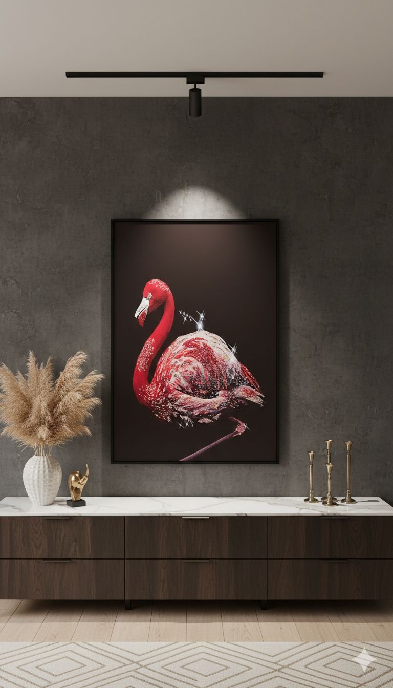 Red Flamingo with a distinct glittering