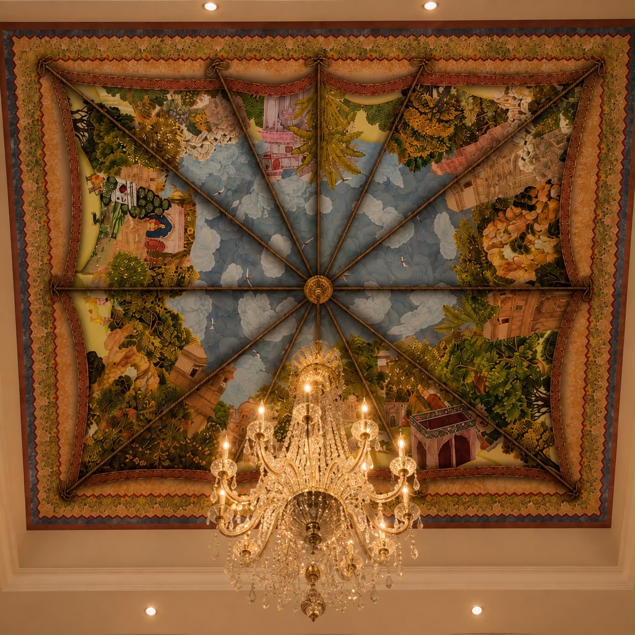 Celestial Charbagh | Royal ceiling | Custom Wall Mural - Image 2