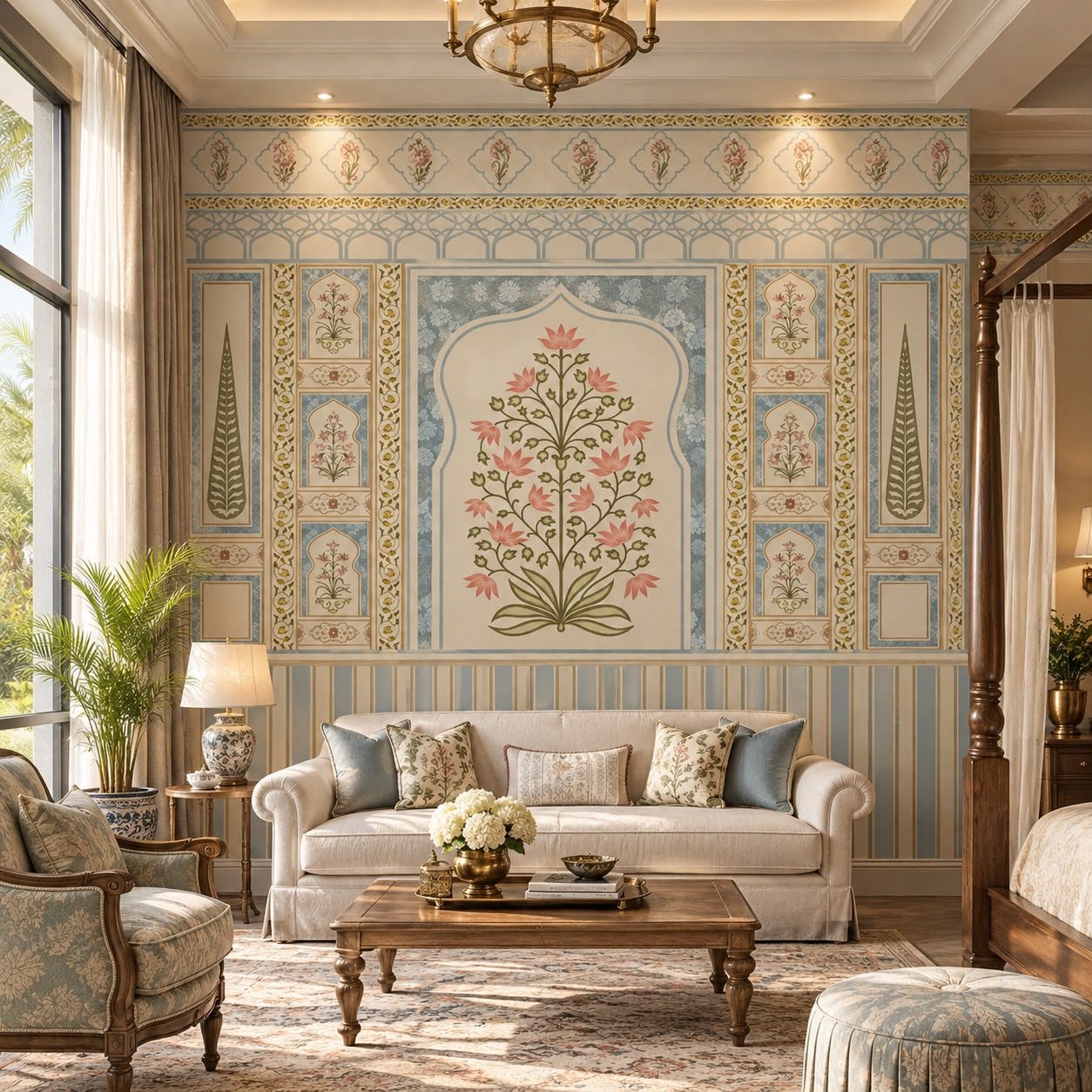Luxury Indian Heritage Floral Wallpaper – Bespoke Mughal-Inspired Wallcovering